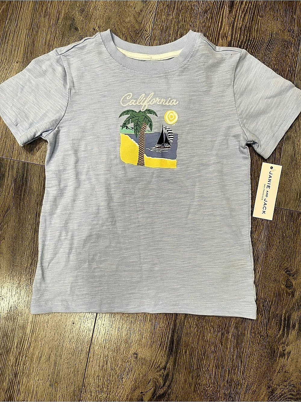 Janie and Jack California Sailboat Graphic Tee Short Sleeve Gray & Yellow